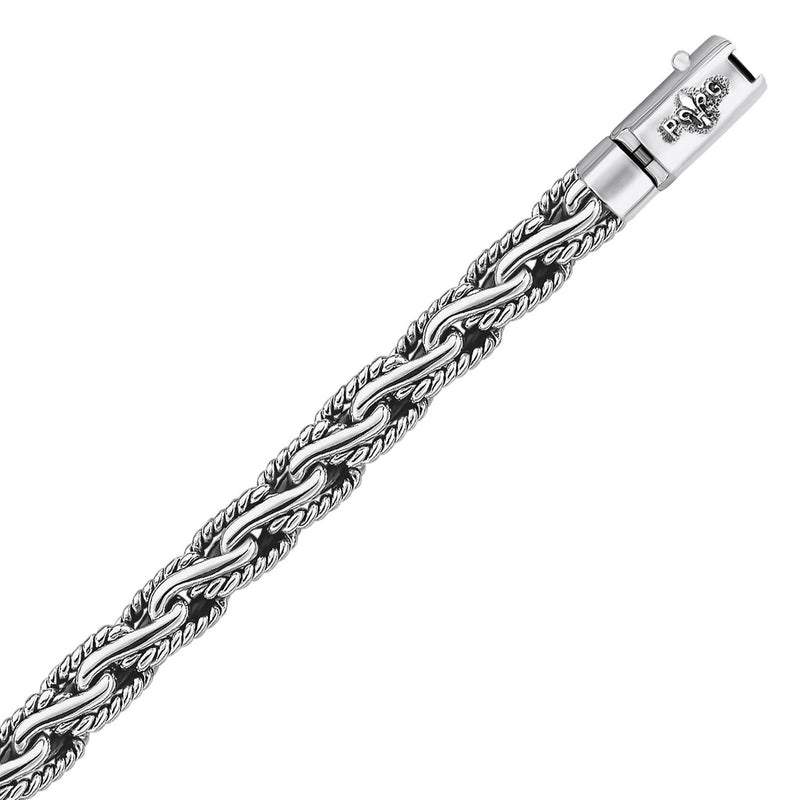 Bids.com Oxidized Sterling Silver Men's Chain Bracelet in a Cable Motif Bracelets