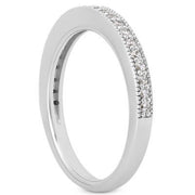 Bids.com 14k White Gold Pave Diamond Milgrain Wedding Ring Band Set 1/2 Around Rings