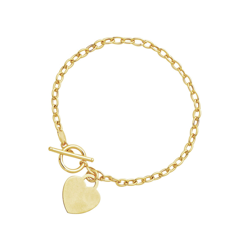 Bids.com Toggle Bracelet with Heart Charm in 14k Yellow Gold Bracelets