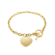 Bids.com Toggle Bracelet with Heart Charm in 14k Yellow Gold Bracelets