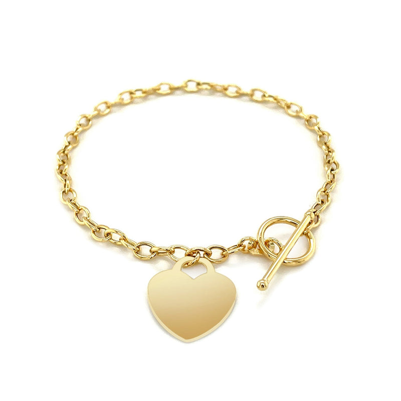 Bids.com Toggle Bracelet with Heart Charm in 14k Yellow Gold Bracelets