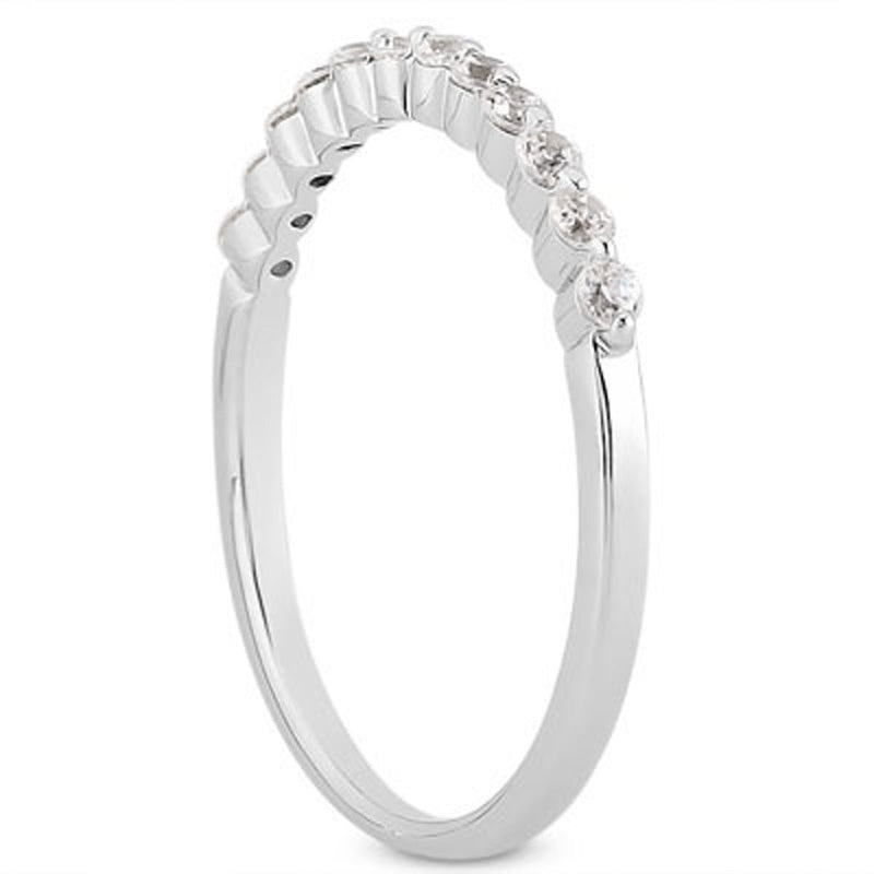 Bids.com 14k White Gold Floating Diamond Single Shared Prong Wedding Ring Band Rings