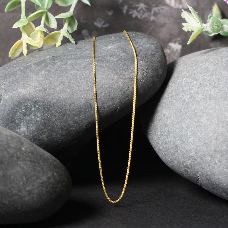 Bids.com 14k Yellow Gold Diamond Cut Round Wheat Chain 0.6mm Necklaces
