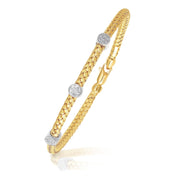 Bids.com 14k Two-Tone Gold Diamond Accent Station Basket Weave Bracelet Bracelets