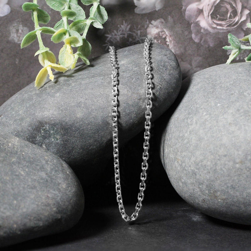 Bids.com 14k White Gold Diamond Cut Cable Link Chain (2.90 mm) Necklaces