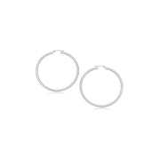 Bids.com 14k White Gold Polished Hoop Earrings (15 mm) Earrings