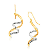 Bids.com 14k Two Tone Gold Double Helix Polished Dangling Earrings Earrings