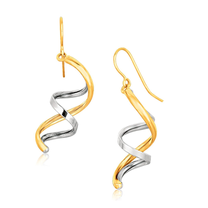 Bids.com 14k Two Tone Gold Double Helix Polished Dangling Earrings Earrings
