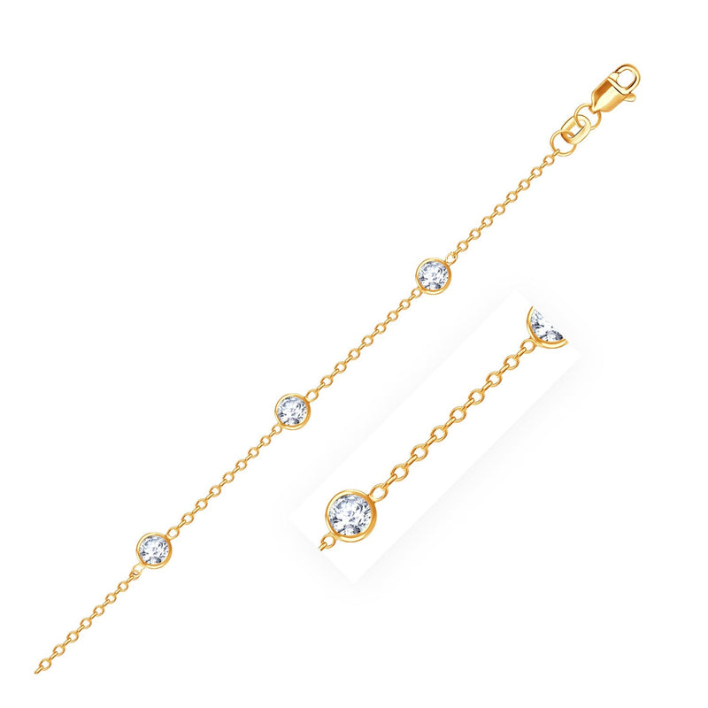 Bids.com 14k Yellow Gold Anklet with Round White Cubic Zirconia Accessories