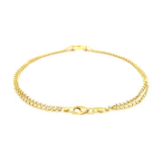 Bids.com 14k Yellow Gold Double Rolo Chain Anklet with an Open Heart Station Accessories
