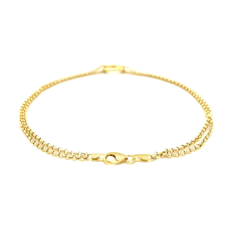 Bids.com 14k Yellow Gold Double Rolo Chain Anklet with an Open Heart Station Accessories