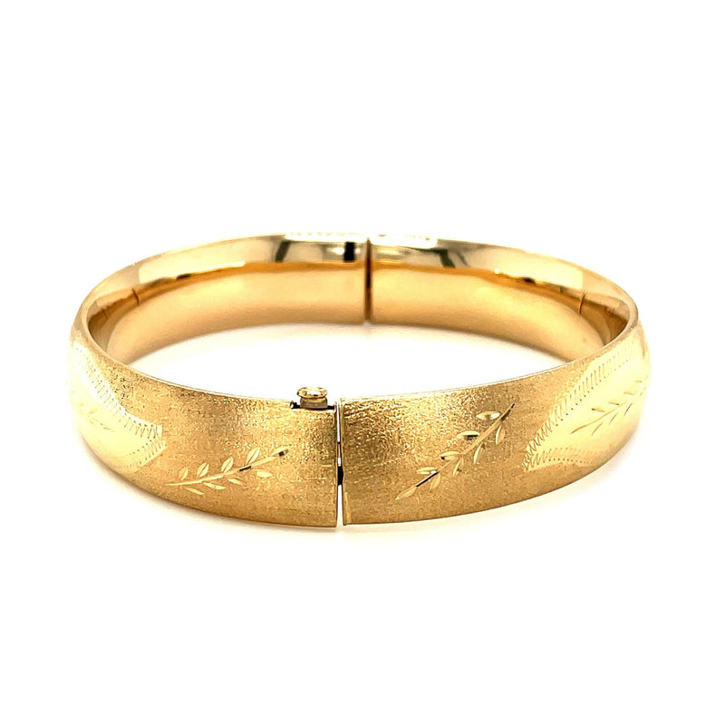 Bids.com Classic Floral Carved Bangle in 14k Yellow Gold (13.5mm) Bracelets