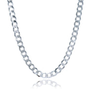 Bids.com Rhodium Plated 7.9mm Sterling Silver Curb Style Chain Necklaces