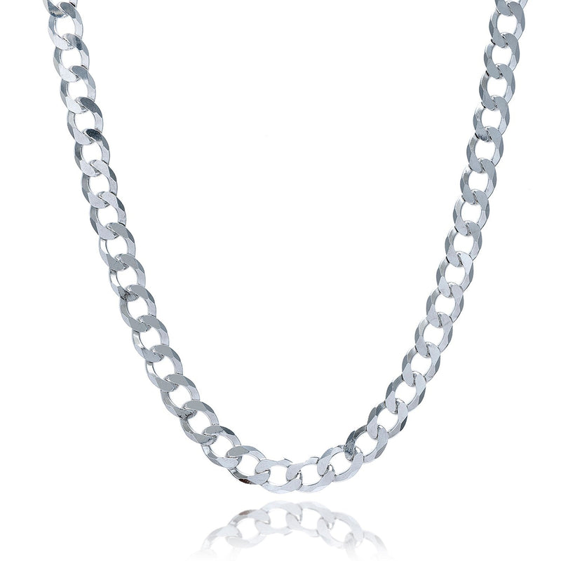 Bids.com Rhodium Plated 7.9mm Sterling Silver Curb Style Chain Necklaces