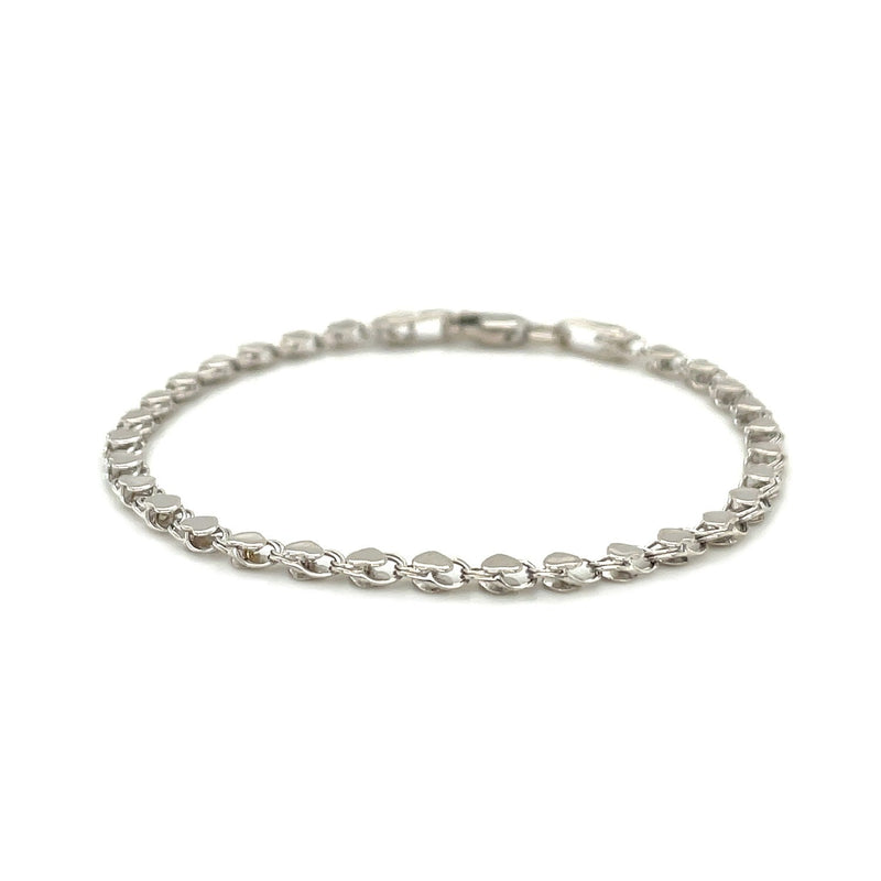 Bids.com 2.9mm 14k White Gold Heart Bracelet Bracelets
