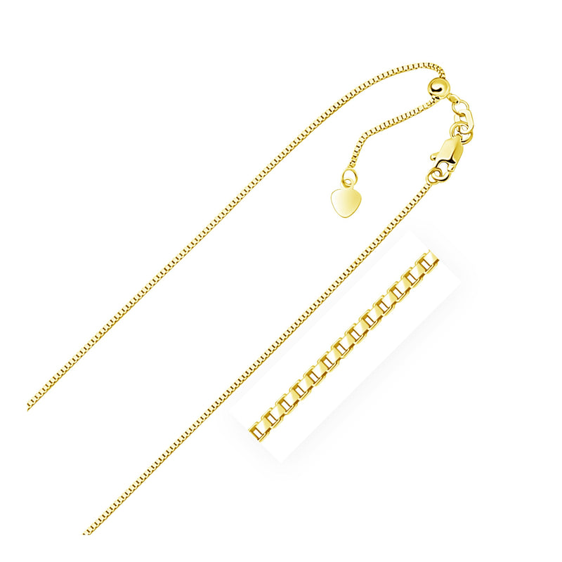 Bids.com 14k Yellow Gold Adjustable Box Chain 0.85mm Necklaces