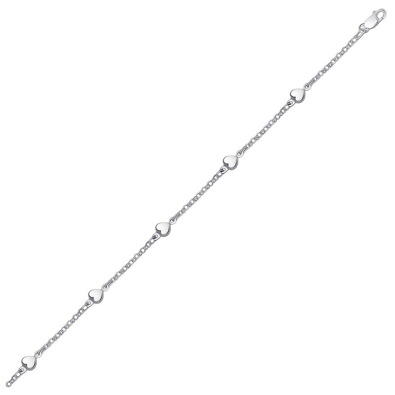 Bids.com 14k White Gold Anklet with Puffed Heart Design Accessories
