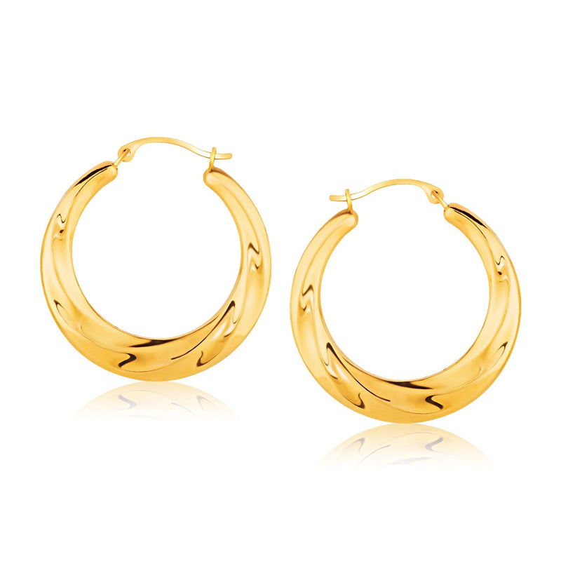 Bids.com 14k Yellow Gold Graduated Textured Hoop Earrings (1 inch Diameter) Earrings