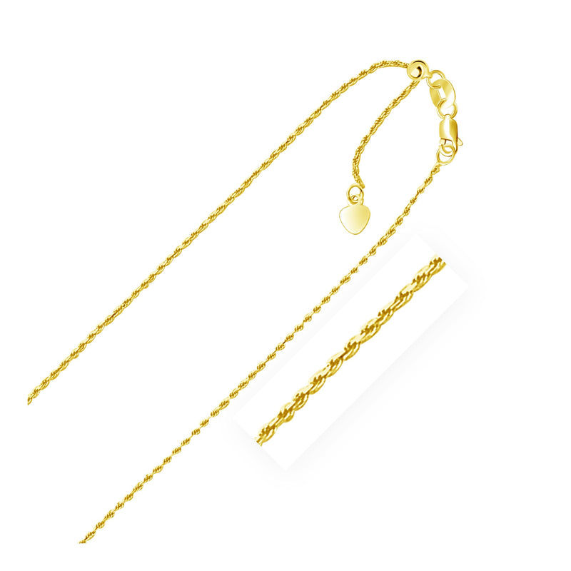 Bids.com 14k Yellow Gold Adjustable Rope Chain 1.0mm Necklaces