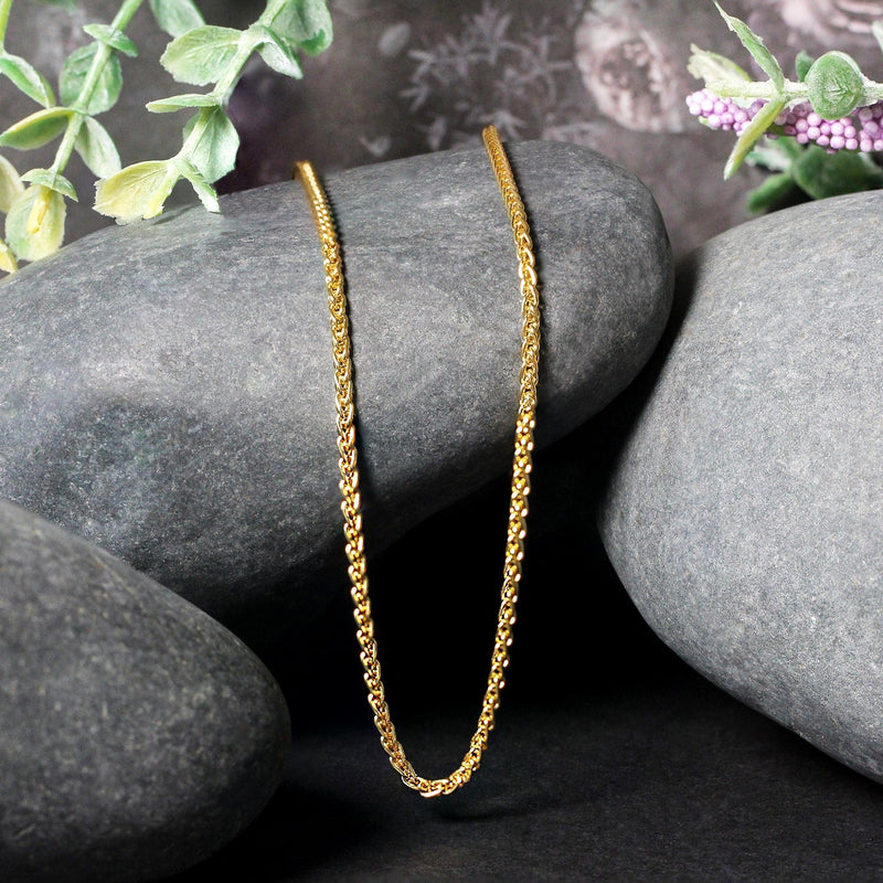 Bids.com 2.1mm 14k Yellow Gold Round Wheat Chain Necklaces