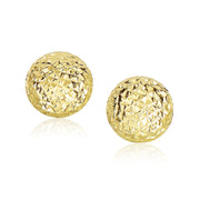 Bids.com 14k Yellow Gold Puff Round Earrings with Diamond Cuts Earrings