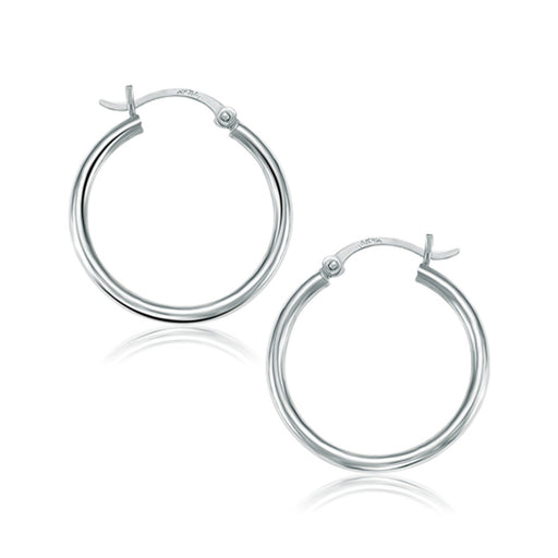 Bids.com 14k White Gold Polished Hoop Earrings (25 mm) Earrings