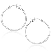 Bids.com 14k White Gold Polished Hoop Earrings (25 mm) Earrings