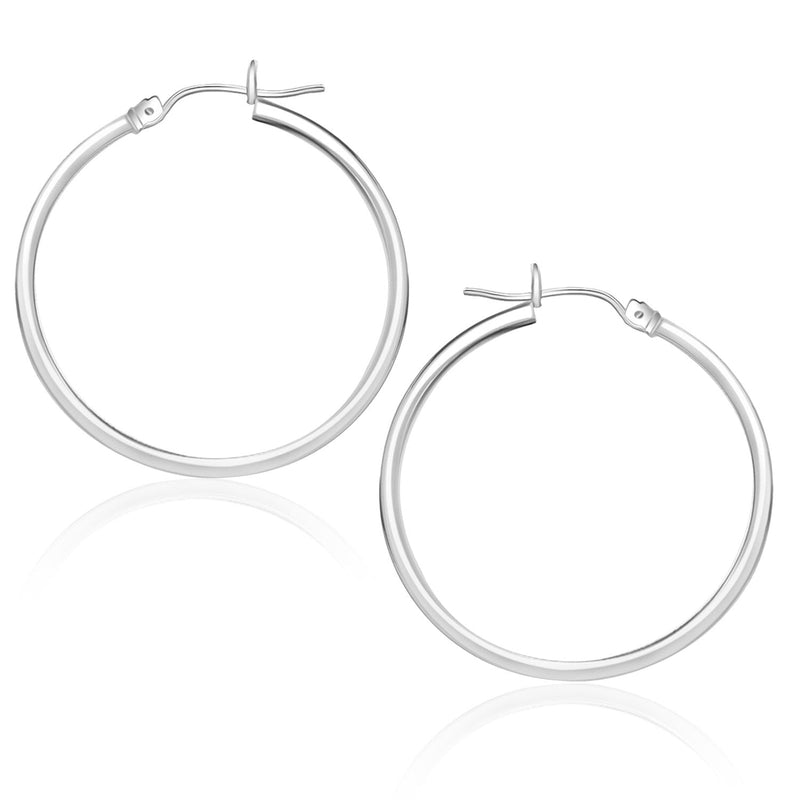 Bids.com 14k White Gold Polished Hoop Earrings (25 mm) Earrings