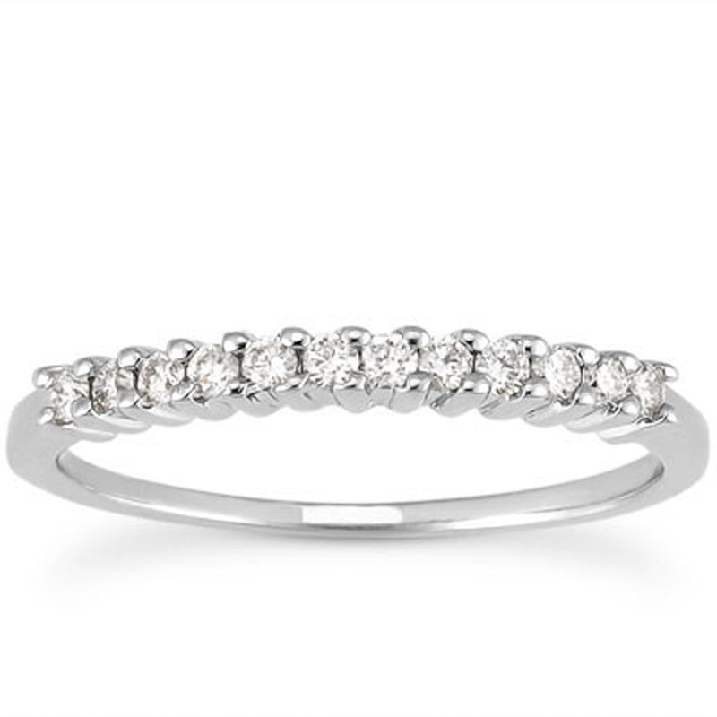 Bids.com 14k White Gold Raised Shared Prong Diamond Wedding Ring Band Rings