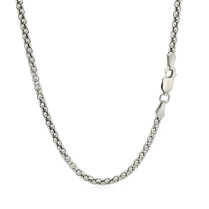 Bids.com Rhodium Plated 2.5mm Sterling Silver Popcorn Style Chain Necklaces