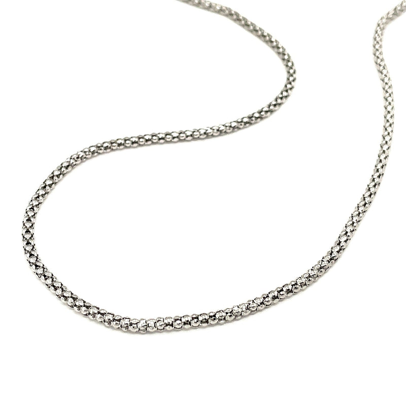 Bids.com Rhodium Plated 2.5mm Sterling Silver Popcorn Style Chain Necklaces