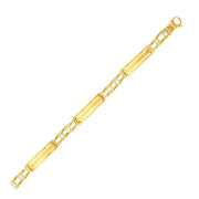 Bids.com 14k Two-Tone Gold Fancy Bar Style Men's Bracelet with Curved Connectors Bracelets
