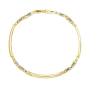 Bids.com 14k Two-Tone Gold Fancy Bar Style Men's Bracelet with Curved Connectors Bracelets