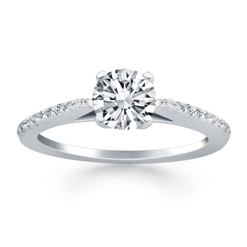Bids.com 14k White Gold Micro Prong Diamond Cathedral Engagement Ring Rings