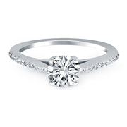 Bids.com 14k White Gold Micro Prong Diamond Cathedral Engagement Ring Rings