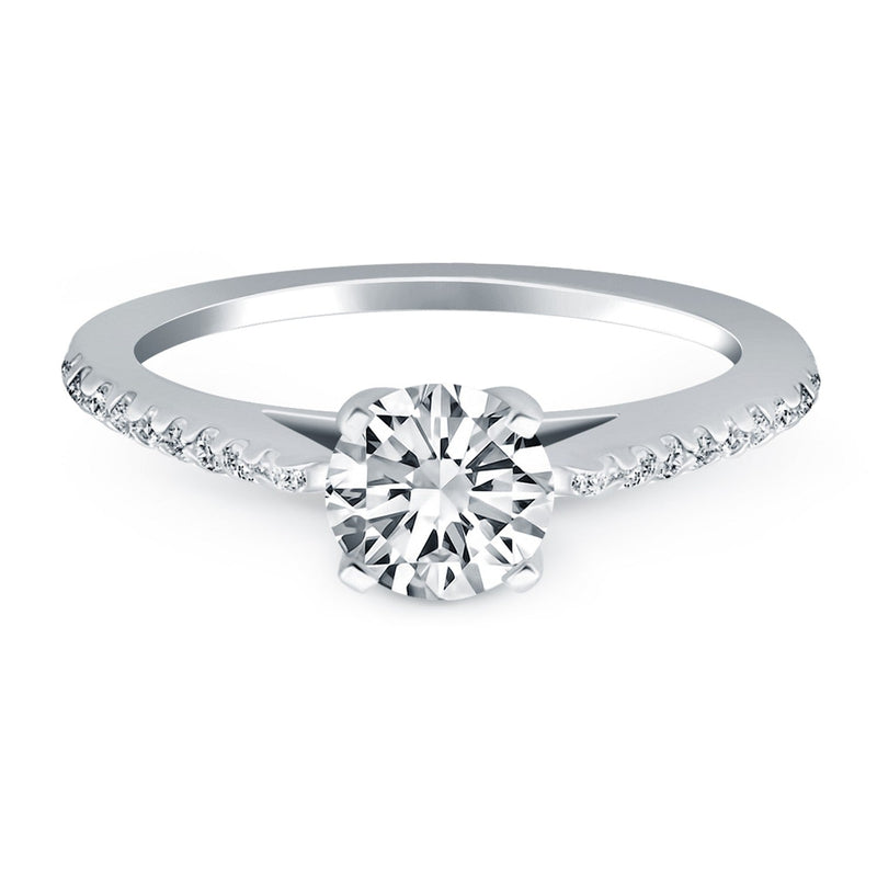 Bids.com 14k White Gold Micro Prong Diamond Cathedral Engagement Ring Rings