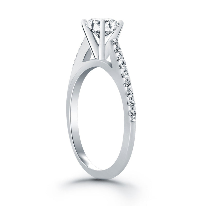 Bids.com 14k White Gold Micro Prong Diamond Cathedral Engagement Ring Rings