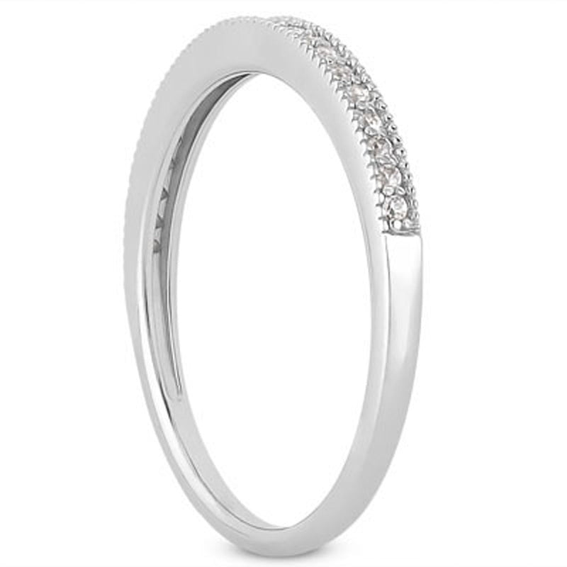 Bids.com 14k White Gold Diamond Micro Pave Diamond Milgrain Wedding Ring Band Rings