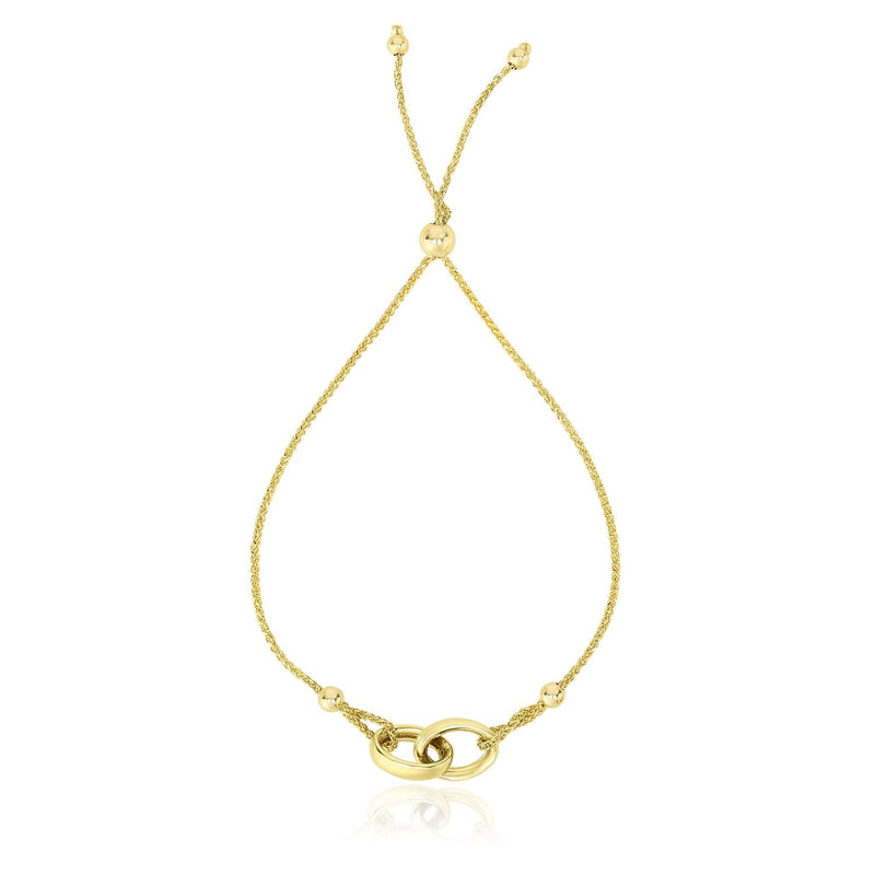 Bids.com 14k Yellow Gold Entwined Rings Adjustable Lariat Style Bracelet Bracelets