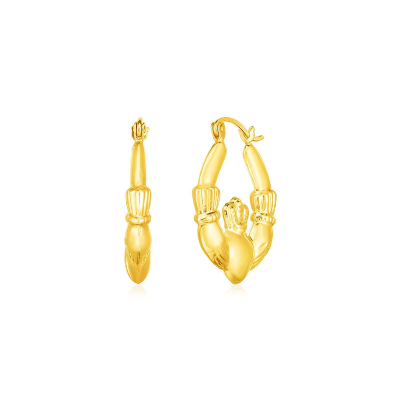 Bids.com 14K Yellow Gold Claddagh Symbol Hoop Earrings Earrings