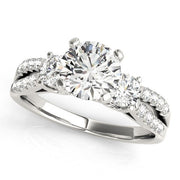 Bids.com 14k White Gold Split Shank 3 Stone Round Diamond Engagement Ring (2 cttw) Rings