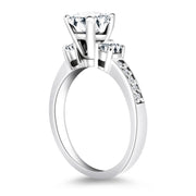Bids.com 14k White Gold Three Stone Engagement Ring with Diamond Band Rings