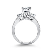 Bids.com 14k White Gold Three Stone Engagement Ring with Diamond Band Rings