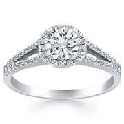 Bids.com 14k White Gold Diamond Halo Split Shank Engagement Ring Rings