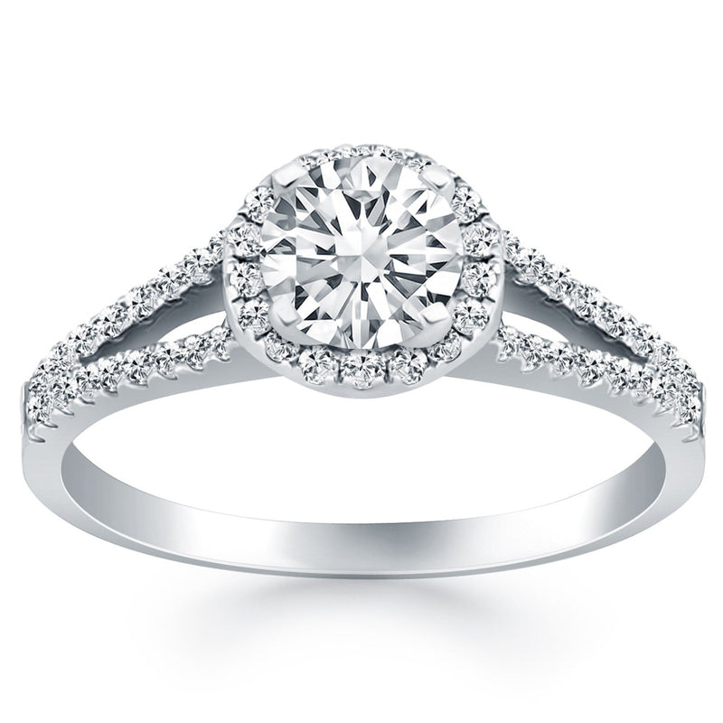 Bids.com 14k White Gold Diamond Halo Split Shank Engagement Ring Rings