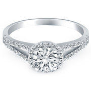 Bids.com 14k White Gold Diamond Halo Split Shank Engagement Ring Rings