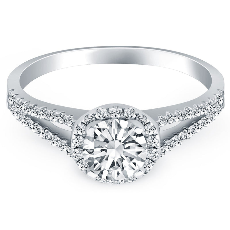 Bids.com 14k White Gold Diamond Halo Split Shank Engagement Ring Rings