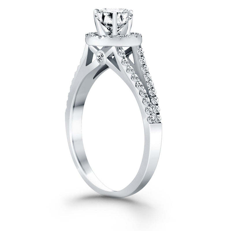 Bids.com 14k White Gold Diamond Halo Split Shank Engagement Ring Rings