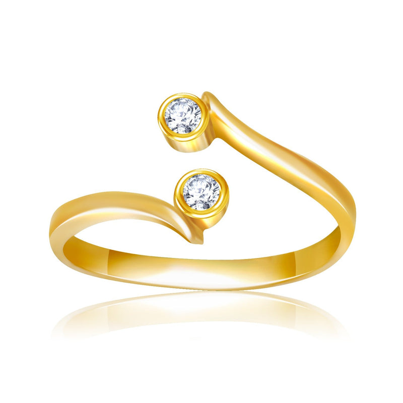 Bids.com 14k Yellow Gold Cubic Zirconia Accented Curve Ended Toe Ring Rings