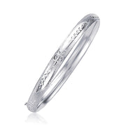 Bids.com Classic Floral Carved Bangle in 14k White Gold (5.0mm) Bracelets